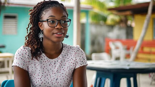 A young woman leads workshops on hurricane preparedness, focusing on power outage solutions for vulnerable communities.