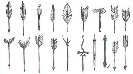 Hand drawn arrows collection. Arrow doodle set. Hand drawn graphic elements. 