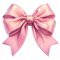 A sparkly pink ribbon bow, tied perfectly.  A charming and elegant design element.  Transparent Background
