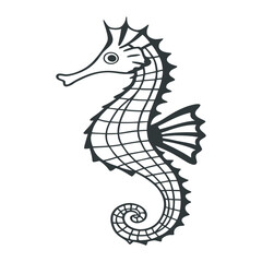 Obraz premium sea dragon silhouette. wonder animal of under water ocean.