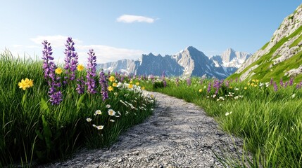 Obraz premium Alpine Wildflower Meadow Path
