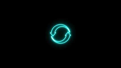 update, circle arrow, refresh, reload illustration. Glowing circle arrow icon refresh and reload, on black background.