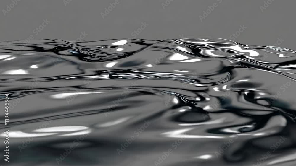 Poster fluid dynamics simulation of reflective water surface showing movement and waves