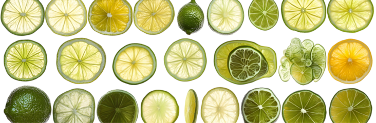 Citrus Fruit Slices, Lime, Lemon, Orange, Background Transparent