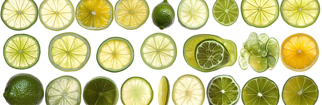 Citrus Fruit Slices, Lime, Lemon, Orange, Background Transparent