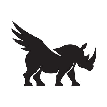 recommend clip art: Creative Minimal Winged Geometric Rhino Logo Design Silhouette Vector Illustration
