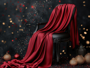 Elegant Silk Scarf on Festive Chair in Vibrant Setting: Lunar New Year Celebrations