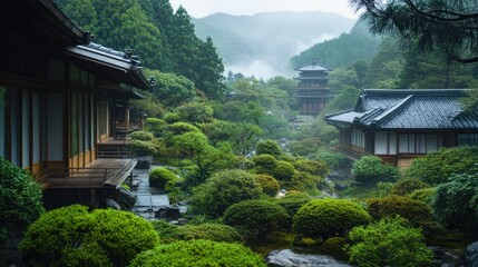 Fototapeta premium A digital illustration of a serene neighborhood at night,