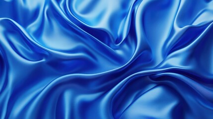 Obraz premium Luxurious flowing blue silk fabric with smooth elegant waves