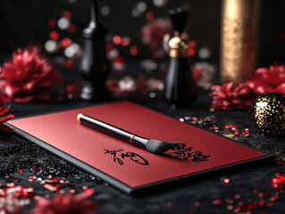 Red Paper and Calligraphy Brush for Lunar New Year