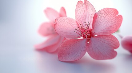 Obraz premium Pink cherry blossoms in bloom capturing delicate floral beauty on a soft background
