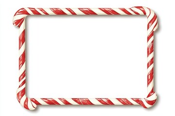 Fototapeta premium Red and white candy cane frame border.