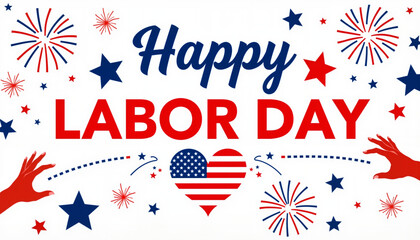Obraz premium Festive Labor Day design with bold typography and fireworks, celebration