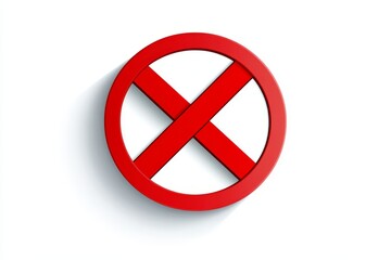 Fototapeta premium Red circle cross symbol, no entry sign, 3D rendering on white background.