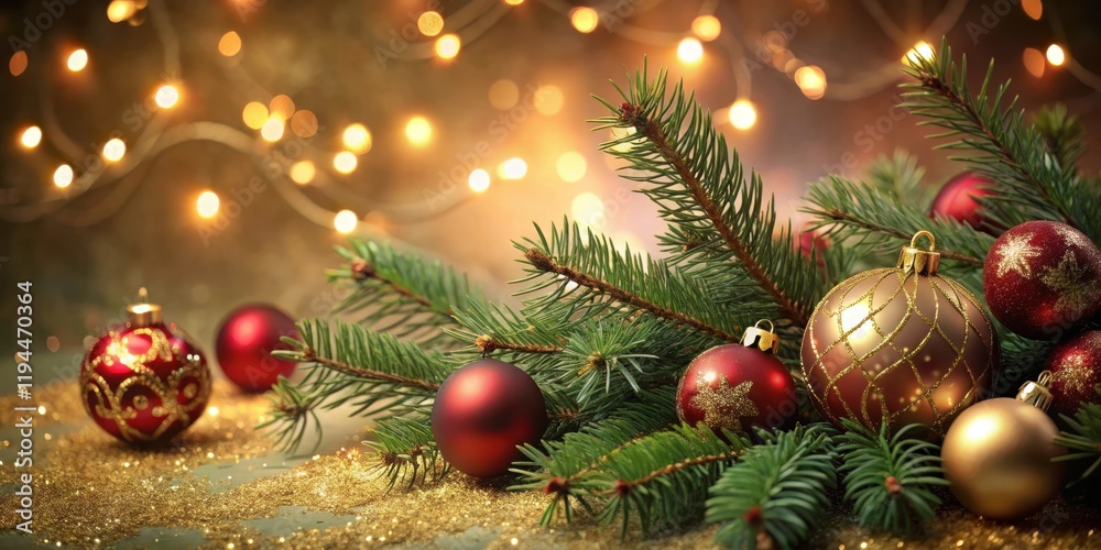 Aufkleber festive christmas ornaments adorned with golden glitter resting on a bed of sparkling gold, illumina