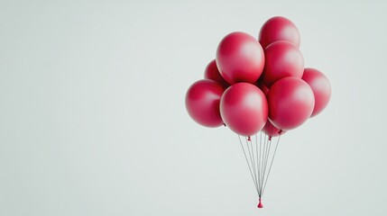 Three bright red balloons tied together,