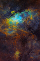 Eagle Nebula (M16, NGC 6611, Star Queen Nebula) large hydrogen, sulfur and oxygen gas and dust...