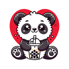 panda and heart