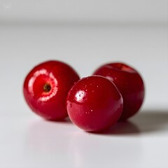 red cherries on a white background