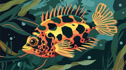 Fototapeta premium Vibrant Multi-Colored Fish in Underwater Reef Close-up Image