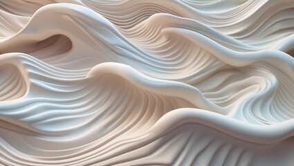 Obraz premium Intricately detailed waves of smooth material create an otherworldly texture in a serene, abstract representation of movement and form