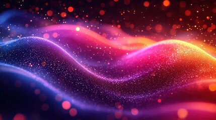 Obraz premium Colorful Abstract Waves with Glittering Particles and Light Effects