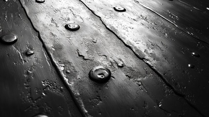 Dark Textured Metal Surface with Rivets