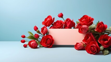 banner with empty space Without Text, Mother Day theme minimalist Red background