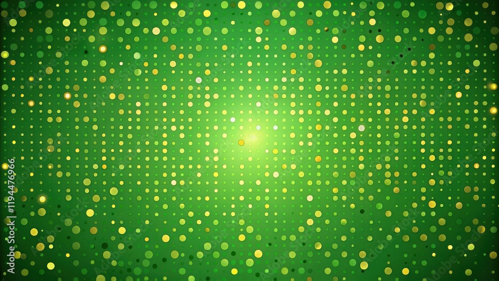 Leinwandbilder A mesmerizing abstract pattern of vibrant green and golden circles, creating a hypnotic visual experience.