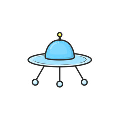 Colorful Cartoon UFO Flying Saucer Icon for Space and Sci-Fi Themes