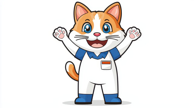 Cute cartoon cat mascot promoting spay and neuter awareness with friendly expression, World spay day concept - Powered by Adobe