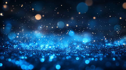 Fototapeta premium Blue light sparkles and fireflies glowing on transparent background. Vector realistic illustration of shiny glitter particles sparkling in darkness, magic energy effect, abstract stardust overlay