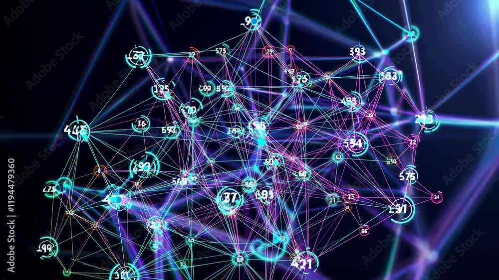 Poster dynamic visualization of interconnected data points demonstrating complex relationships and patterns