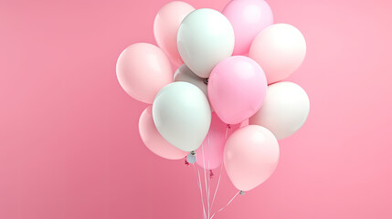 Pastel Pink Balloons on Pink Background: Festive Celebration