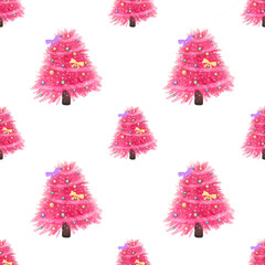 pattern with pink christmas trees