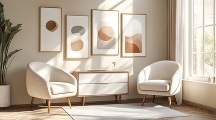 Modern living area with natural light and elegant furniture.