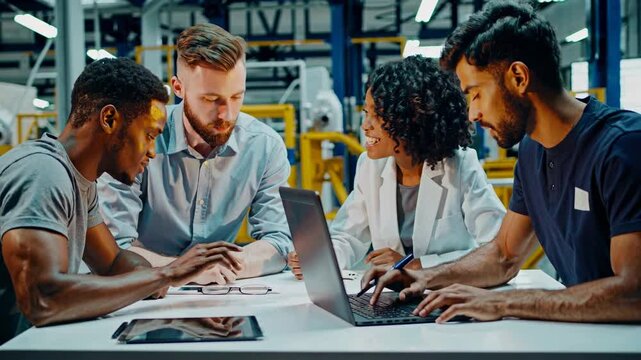 Team collaboration in a modern industrial workspace focused on innovative solutions