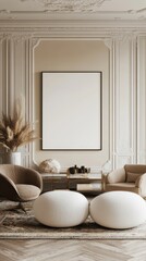 Elegant Living Room Interior Design Mockup Featuring Artwork