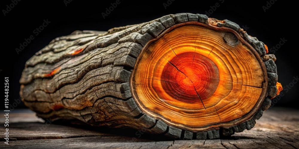 Aufkleber The cross-section of a weathered log reveals the captivating patterns of its growth rings, a testament to the passage of time and the enduring beauty of nature.