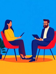HR Conducting One on One Motivational Sessions with Employee in Modern Corporate Office Setting