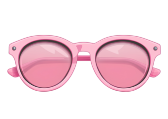 pink sunglasses, cartoon style, transparent background, PNG