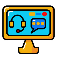 Virtual assistant Icon. Artificial intellegence in filled outline style
