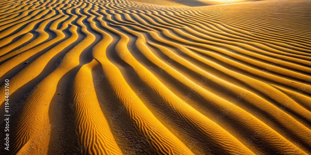 Poster golden sand dunes displaying a pattern of natural ripples, formed by the wind and time