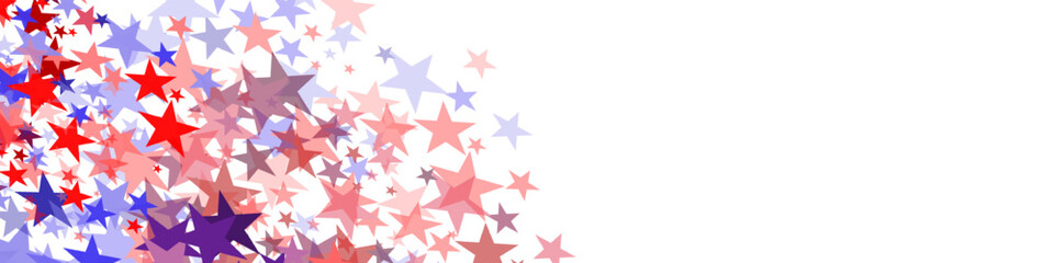 Obraz premium 4th of July stardust scatter. American Independence Day stars background. Red blue stars confetti in USA flag colors for Independence Day. Vector EPS10