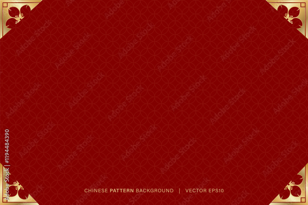 Canvas Prints chinese lunar new year red background with oriental style pattern corner decoration with copy space,