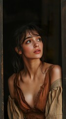Fototapeta premium Mysterious Gaze: A Captivating Portrait of a Woman