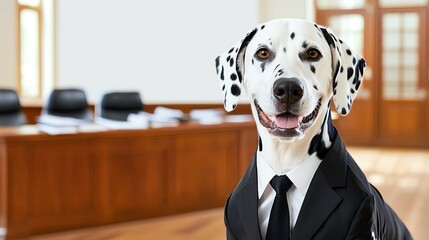 Funny business dog in a suit – professional funny business dog at the office – corporate-themed funny business dog for humor projects - funny business dog image for law firm marketing