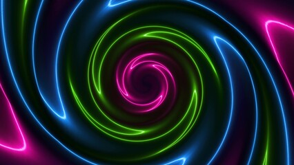 Blue green pink neon twirl background