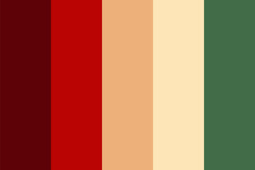 Oriental Chinese scheme color palette with green beige brown and red shades, vector illustration  