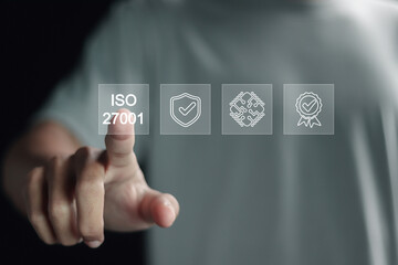 ISO 27001 concept. requirements, certification, management, standards, Information security management system (ISMS).